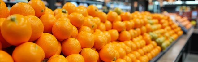 Supermarkt-Zitrusdisplay mit Premium-Orangen